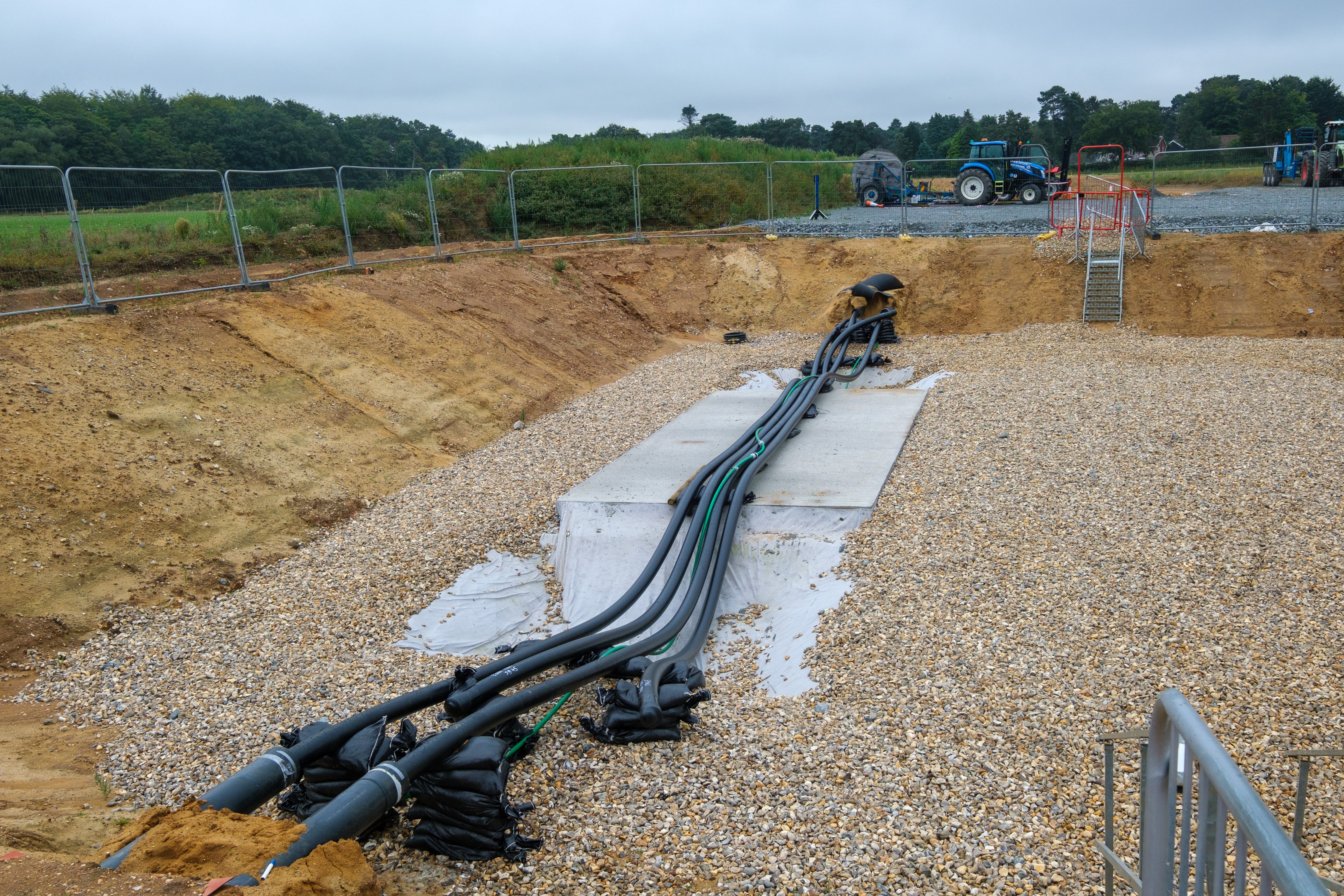 A cable trench at Weybourne, where power generated offshore will connect to the electricity grid